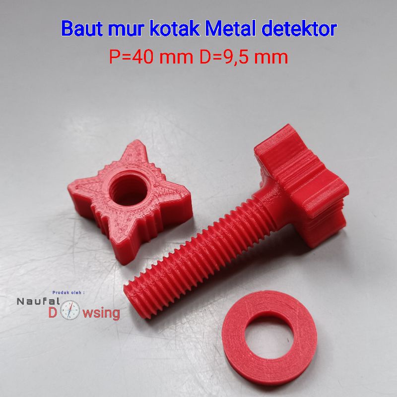 Baut mur kotak P= 40 mm D= 9,5 mm (Equinox, vanquish, go find, tianxun, tx, gpx, gdx, gfx, pin point