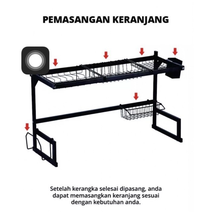 TERMURAH Rak piring wastafel serbaguna ukuran 65cm dan 85cm rak dapur kokoh kuat penyimpanan piring dan mangkok -COD