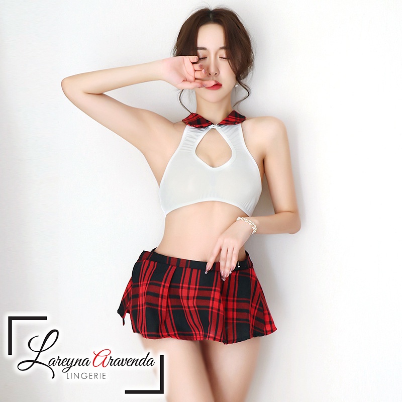 Set Lingerie + Rok + CD Seksi Model Costume Student Uniform LG251