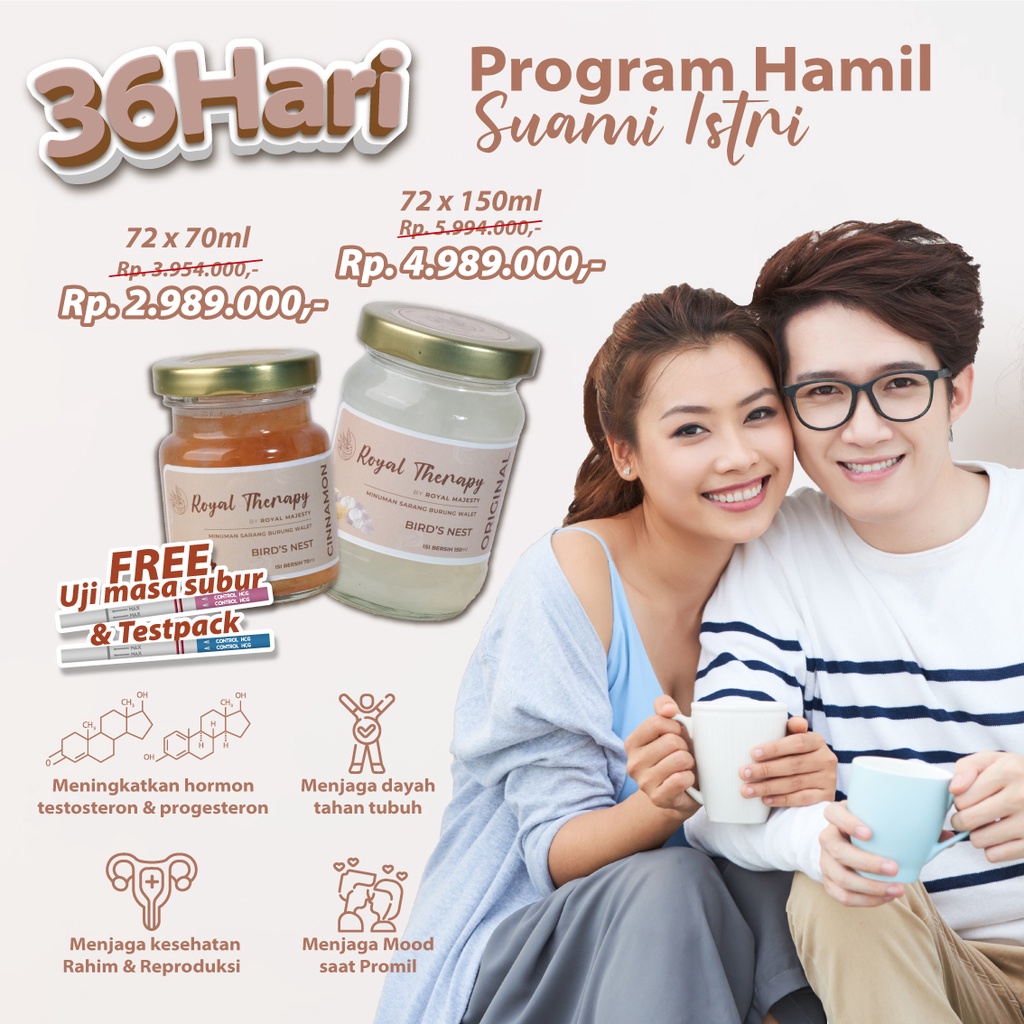 

PROGRAM HAMIL SUAMI-ISTRI 36 HARI (ROYAL MAJESTY BIRD'S NEST) MINUMAN SARANG BURUNG WALET