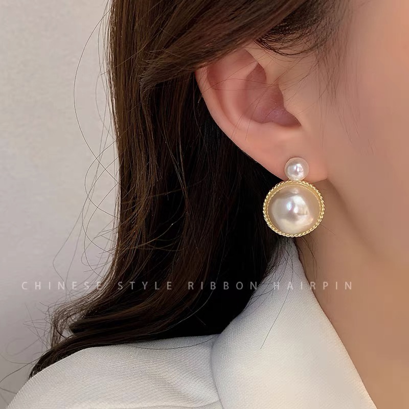 Anting Mutiara Emas Retro Korea Anting Persegi Yang Dipersonalisasi2023Aksesoris Fashion Wanita Baru