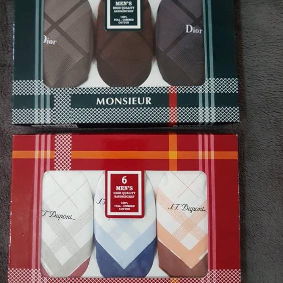 Import Terlaris 6 Piece Sapu Tangan Pria Katun Terang dan Gelap Saputangan Handkerchief buruan
