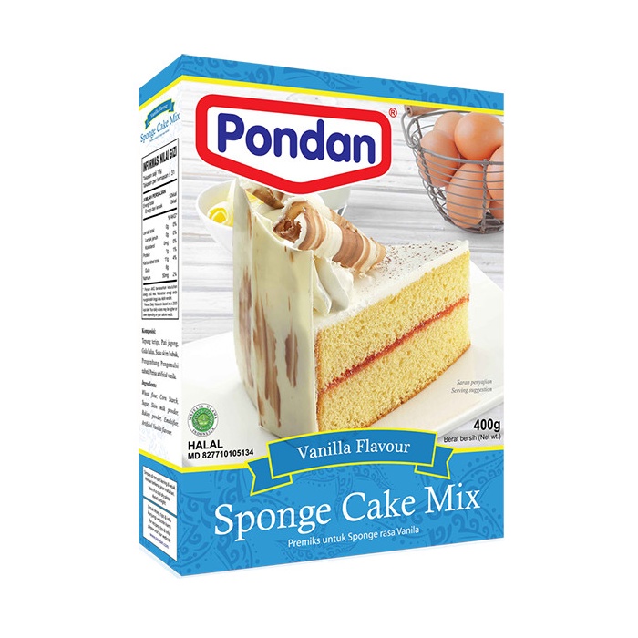 

Pondan Sponge Cake Vanilla 400g Tepung Premix Sponge Cake Rasa Vanila