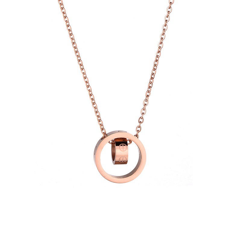 Kalung Rantai Klavikula Bahan Titanium Steel Warna Rose Gold Gaya Korea Untuk Wanita