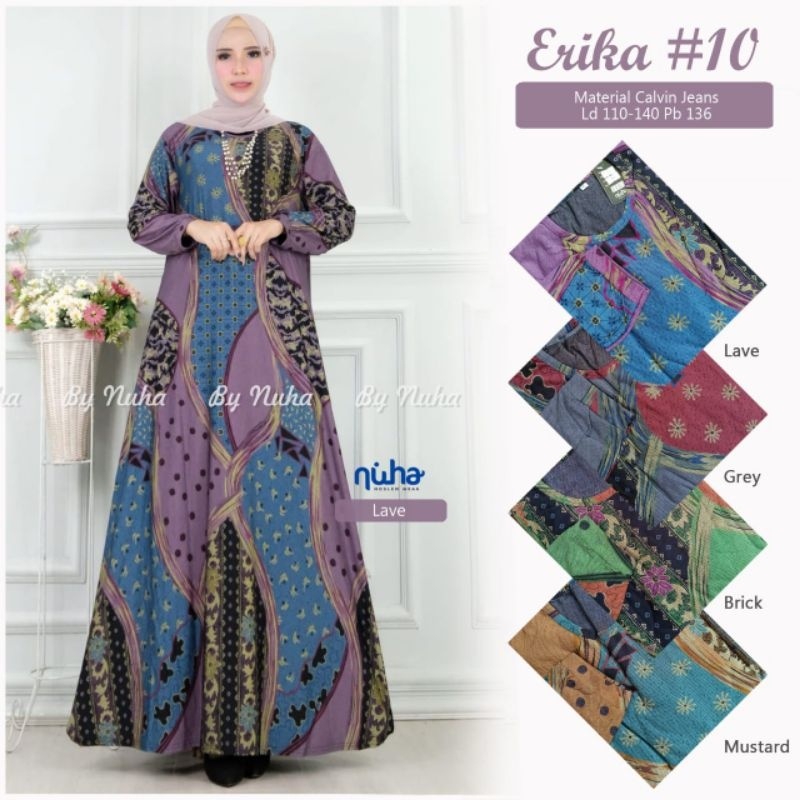 GAMIS BATIK TERBARU 2023 JUMBO XXL - XXXL ERIKA #10 DRESS BY NUHA CALVIN JEANS LD 110 MELAR SAMPAI 1