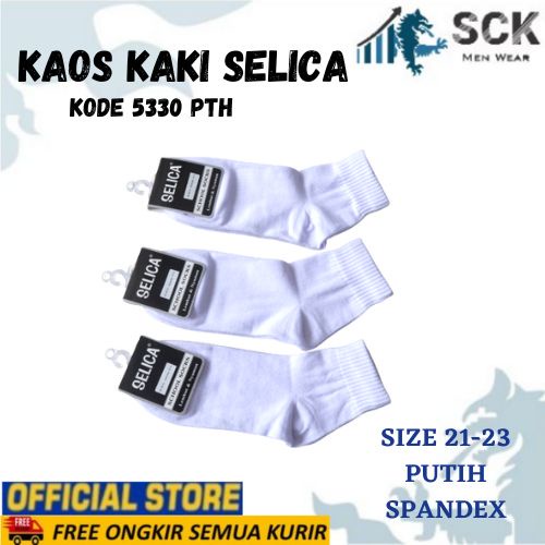 Kaos Kaki Sekolah Panjang SELICA 5330 PUTIH / Kaus Kaki SD SMP 5330 PTH