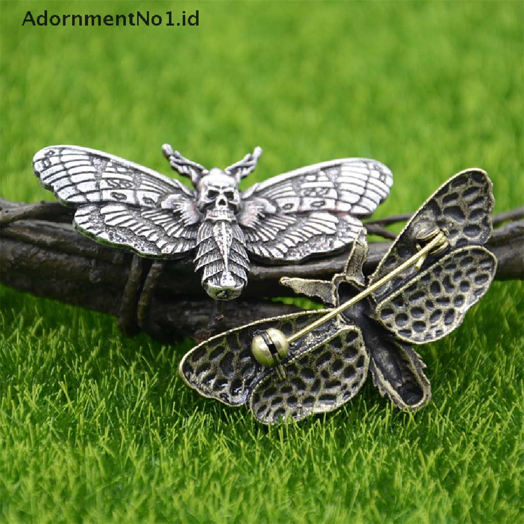 [AdornmentNo1] Nostalgia Tengkorak Ngengat Bros Deathshead Moth Butterfly Brooch Perhiasan Aksesori [ID]