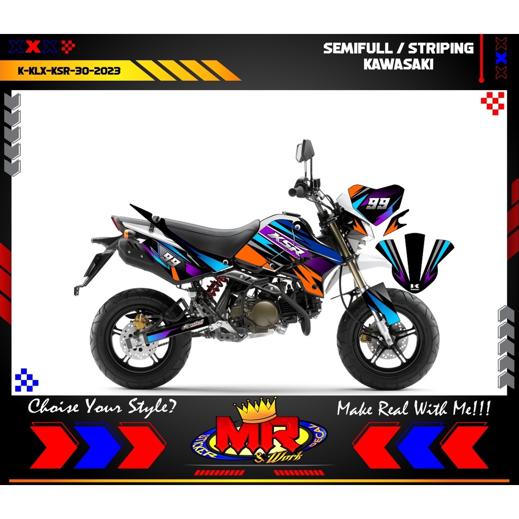 Stiker Motor Decal Kawasaki KSR Striping Sporty Trail Decal Graphic