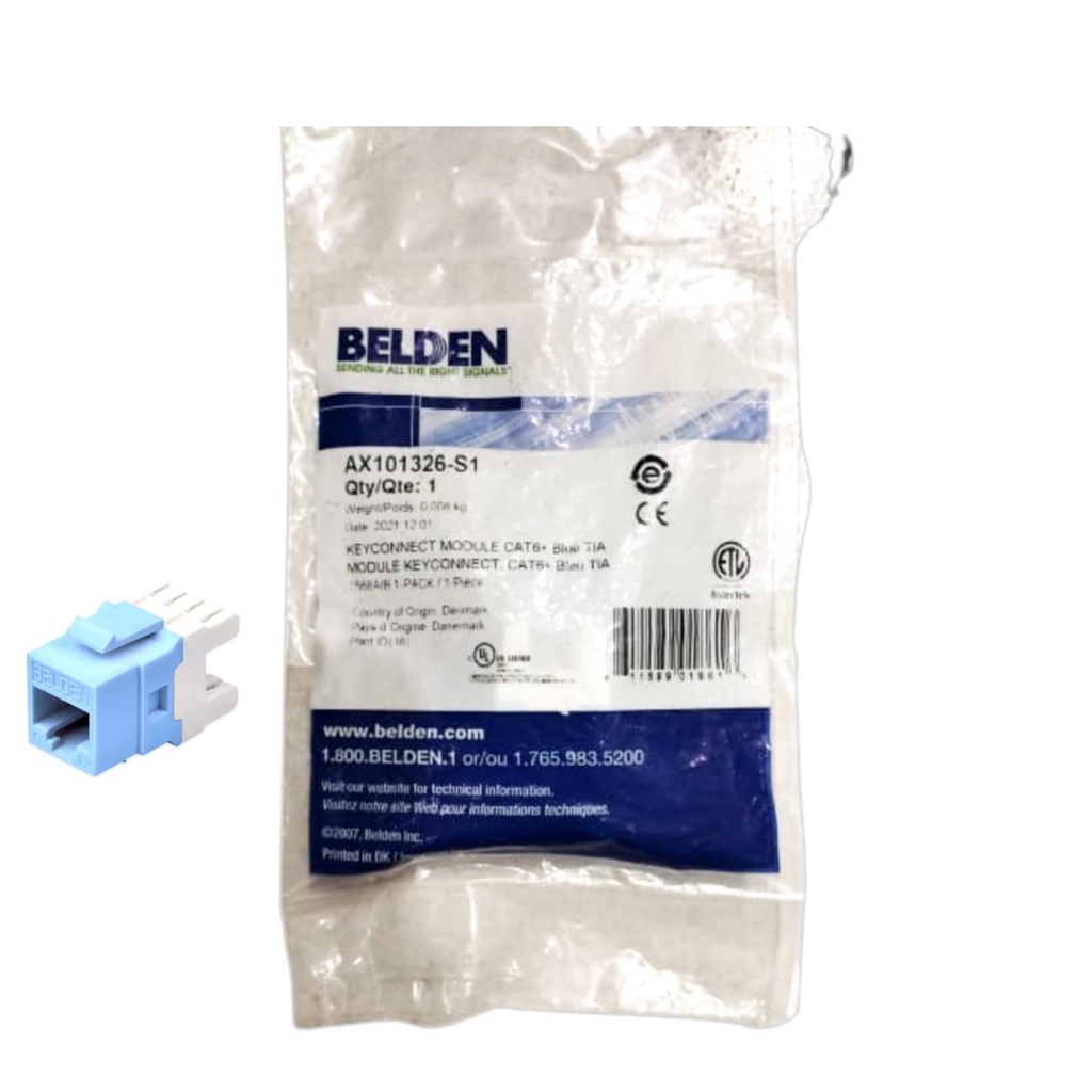 Belden BLD-MD-C6 Modular Jack Cat 6 BLUE Keyconnect / Keystone Cat 6 N