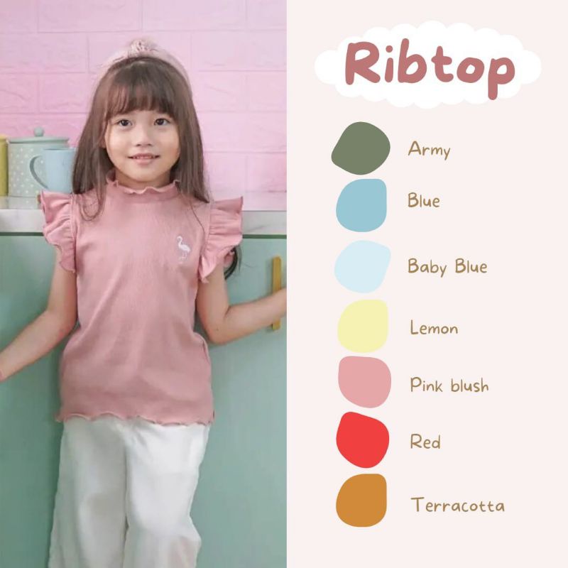 RIB TOP FLAMINGO ATASAN RUFFLE ANAK PEREMPUAN USIA 1-6 TAHUN BAJU ANAK CEWEK POLOS