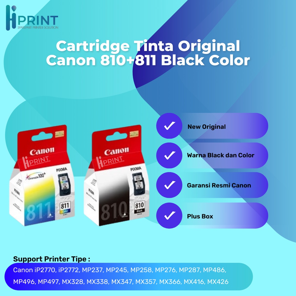 Cartridge Tinta Original Canon PG810 CL811 1SET Cartridge Printer Canon IP2770 IP2772 Black Color