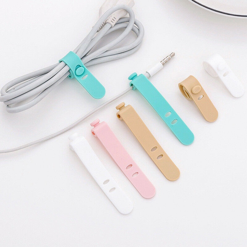 8pcs / lot Strap Silikon Lembut Organizer Kabel USB / Headphone / Earphone