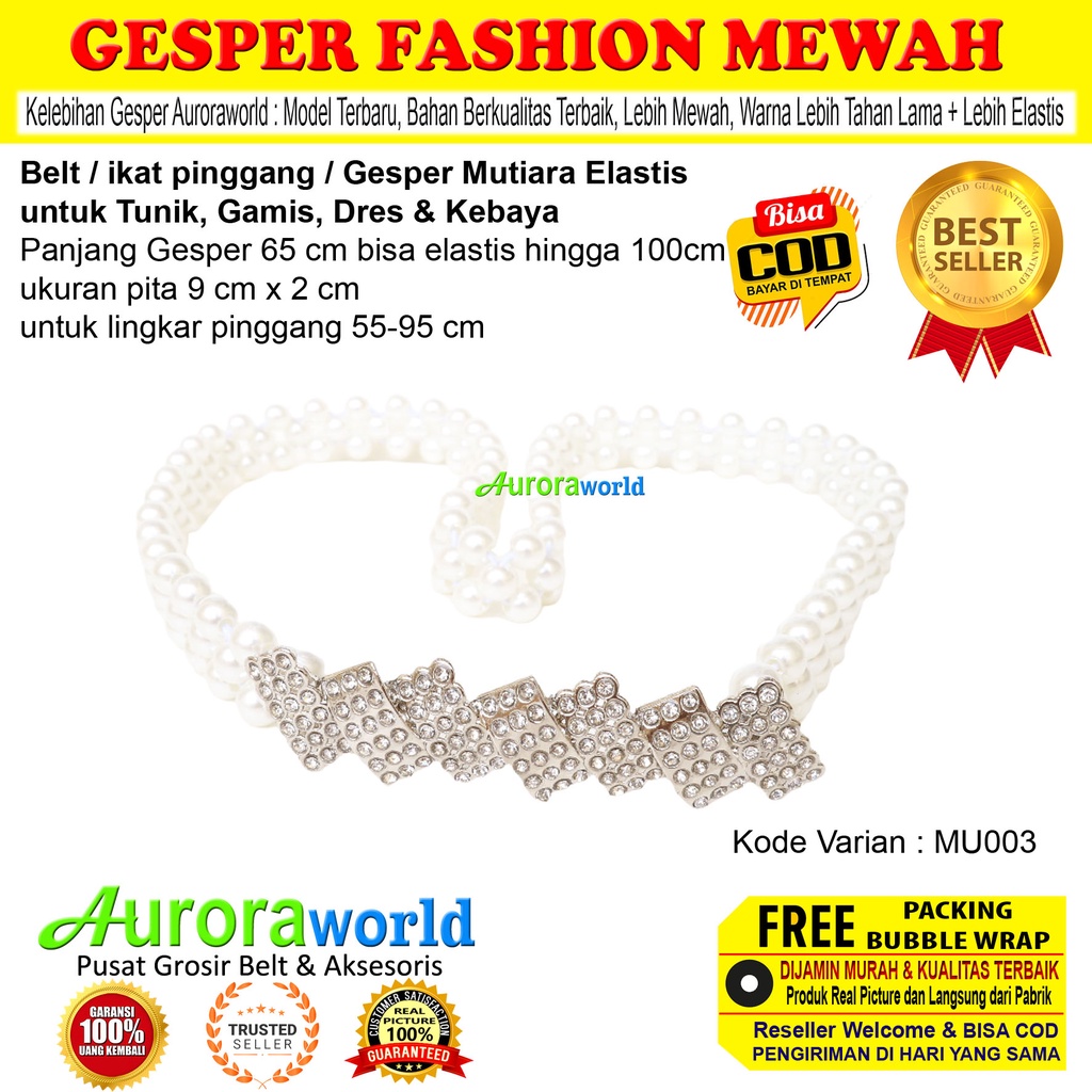 Auroraworld Paket Usaha Komplit isi 3pcs Gesper Obi elastis ikat pinggang wanita belt perempuan Mewah model kekinian fashion terbaru bisa cod