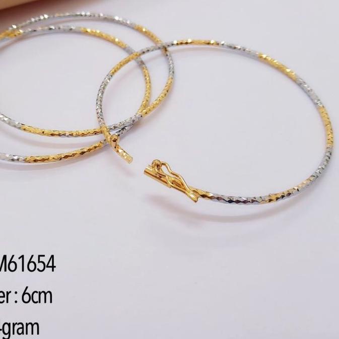 ۞ Gelang Keroncong Titanium model Tipis Bukaan Samping Lapis Emas 24karat ♠