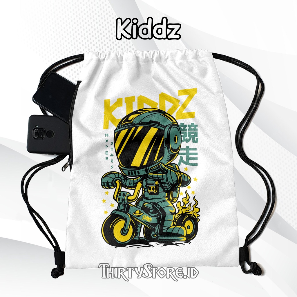 Tas Serut Anti Air New String Bag Full Print Pria Dan Wanita Motif Kiddz Tas Olahraga Tas Sekolah