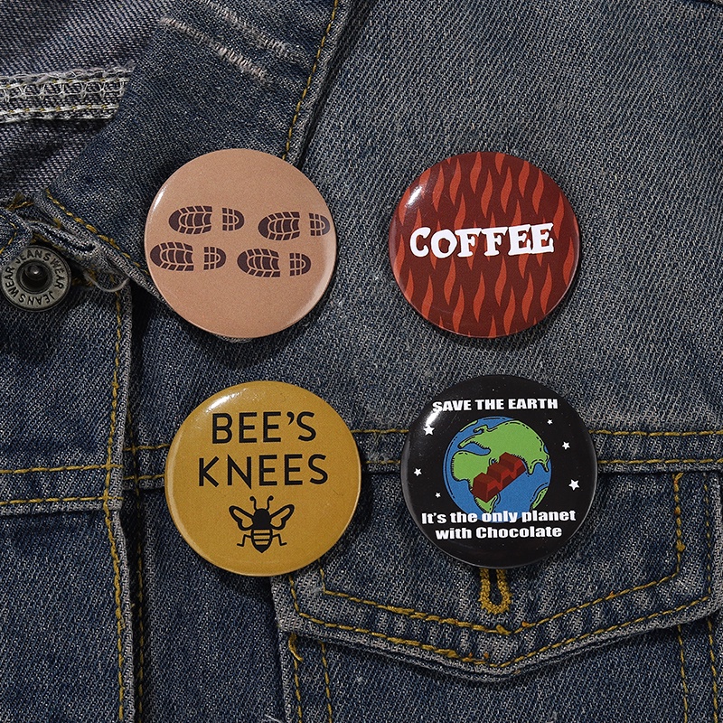 50gaya Tinplate Lapel Pin Coffee Her He Series Bros LOVE Badge Aksesoris Pakaian Hadiah Untuk Teman