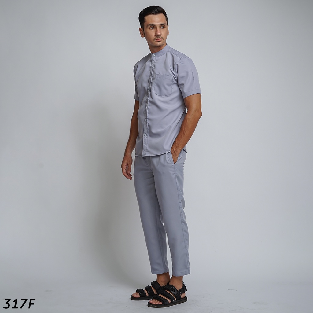 HSRM Ox Shirt 1 Set Grey Kemeja Kerah Shanghai Lengan Pendek 317 F