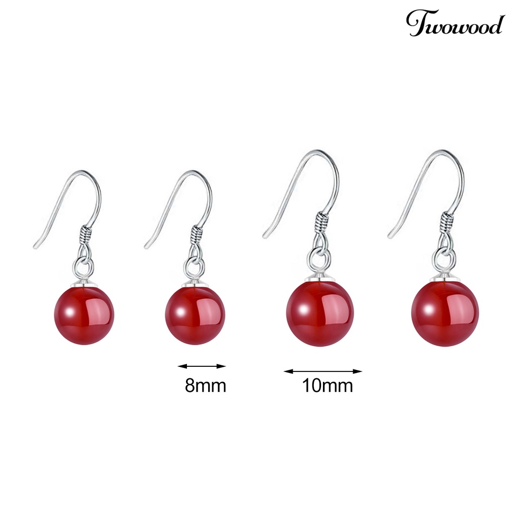 Twowood 1pasang Menjuntai Anting-Anting Bebas Alergi Tidak Luntur Gloss Tinggi Poles Liontin Dekorasi Geometris Faux Kristal Manik Hook Drop Earrings Fashion Perhiasan