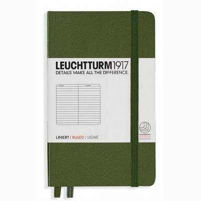 

Leuchtturm 1917 Hard Cover Small (A6) Pocket Journal, Army, Ruled, 4 x