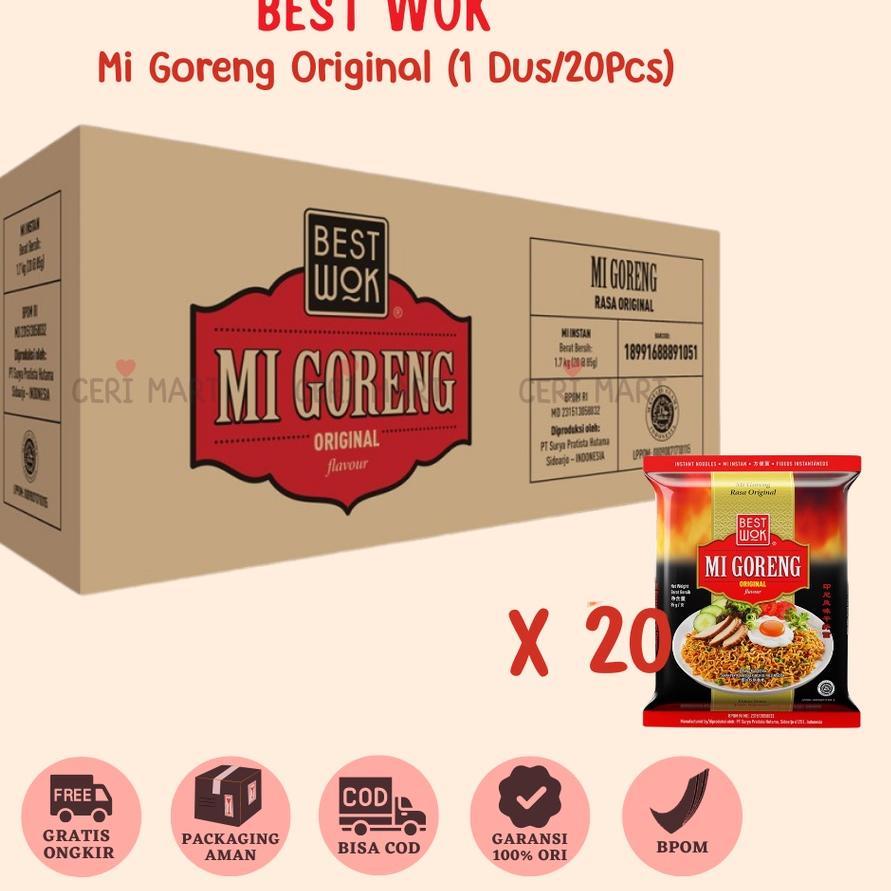 

♙ Best Wok Mi Mie Goreng Original 1 Dus 20 pcs Instant Noodle 85gr BestWok KKV Indomie ♡