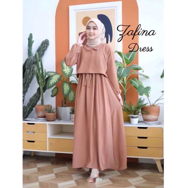 zafina dress / gamis crinkle/ gamis lebaran/ dress kekinian
