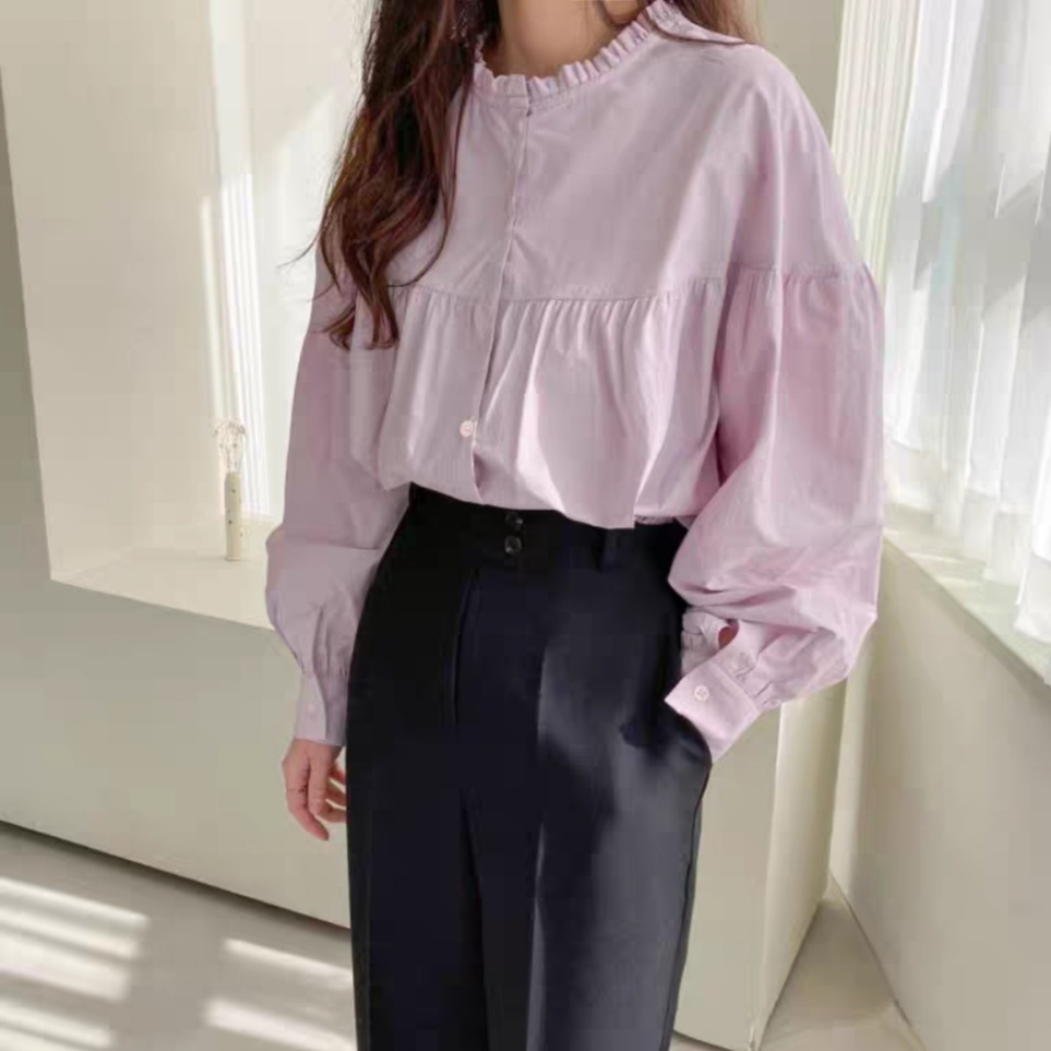 8868 Baju atasan kemeja blouse BABYDOLL lengan panjang Korea Korean style wanita premium import baju