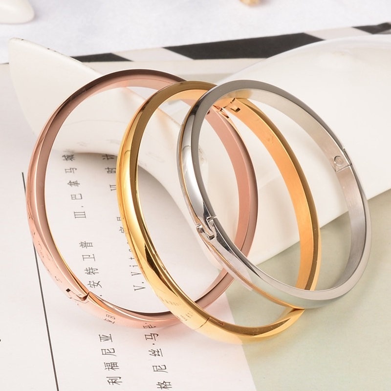 Gelang Rantai Bahan Titanium Steel Gaya Korea Untuk Wanita Je