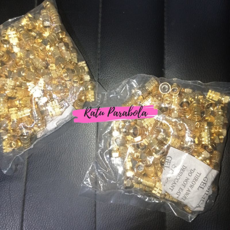 Konektor F Emas / Gold plus Seal Karet per Pack