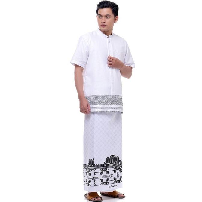 TERUNIK SARUNG RABBANI RETINA 5 PUTIH DAN COKLAT PALESTINE KAIN HJ4654O