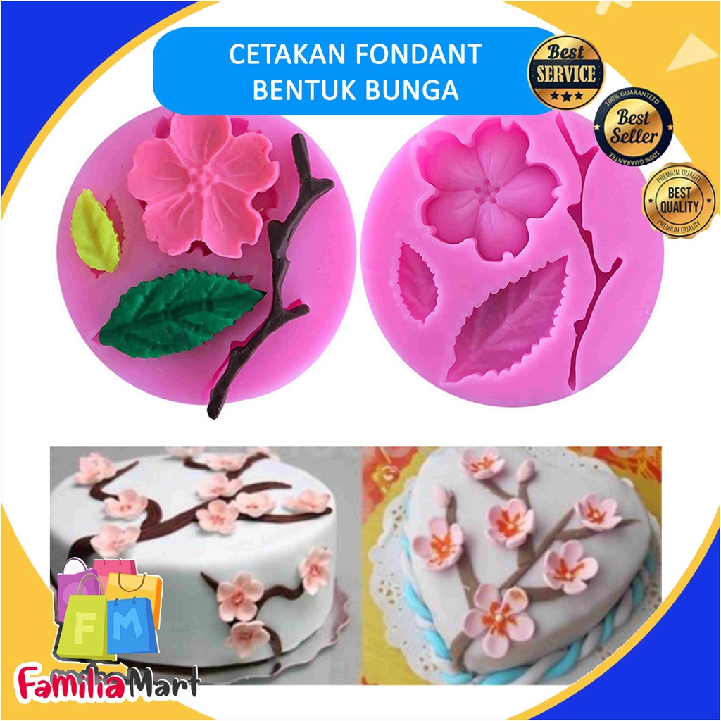 Cetakan Adonan Kue Fondant &amp; Cokelat Desain Plum Blossom Bahan Silikon