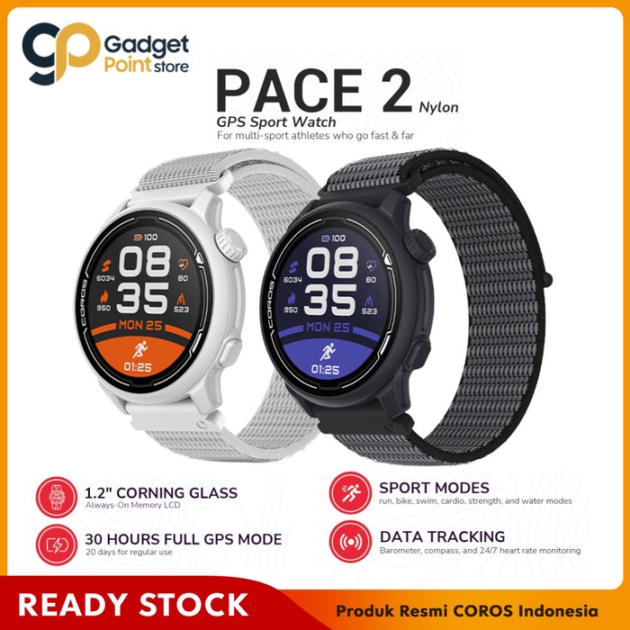 Coros Pace 2 Nylon Premium GPS Sport Watch Smartwatch - Garansi 2 Tahun