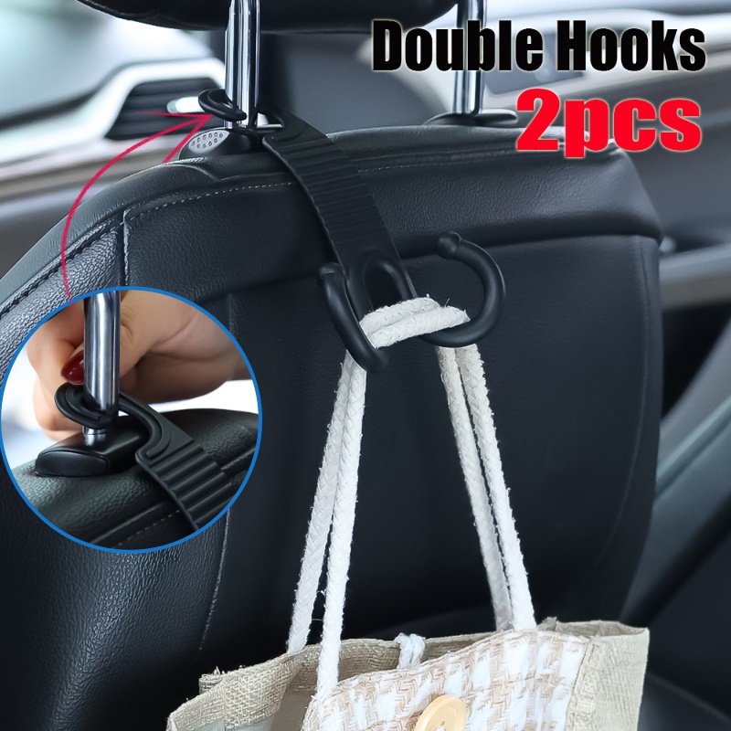 1pasang Gantungan Sandaran Kepala Kursi Mobil Portable Invisible Double-Hook Drink Hooks Car Multifungsi Back Chair Hook Cars Interior Organizer Hidden Auto Seat Hook