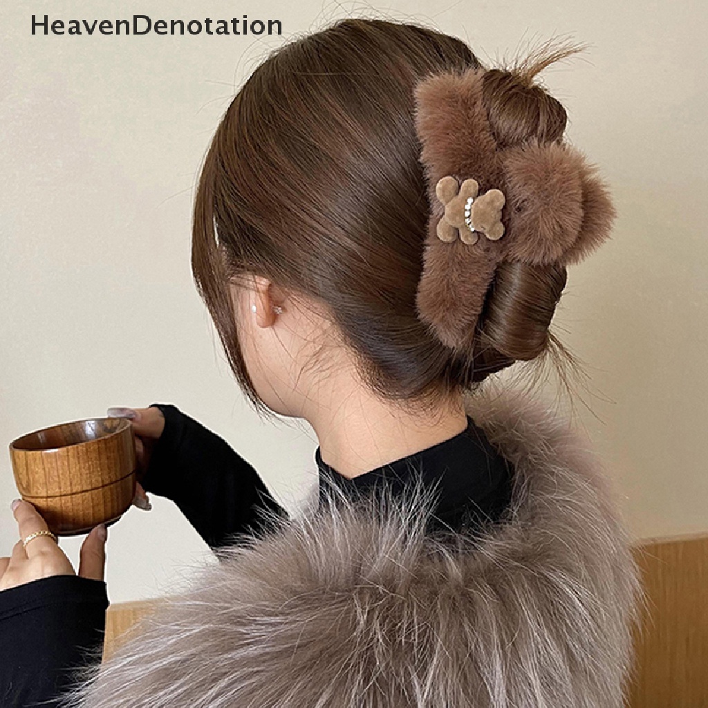[HeavenDenotation] Baru Lucu Beruang Musim Dingin Mewah Akrilik Rambut Cakar Klip Wanita Perempuan Hiu Hair Clip HDV