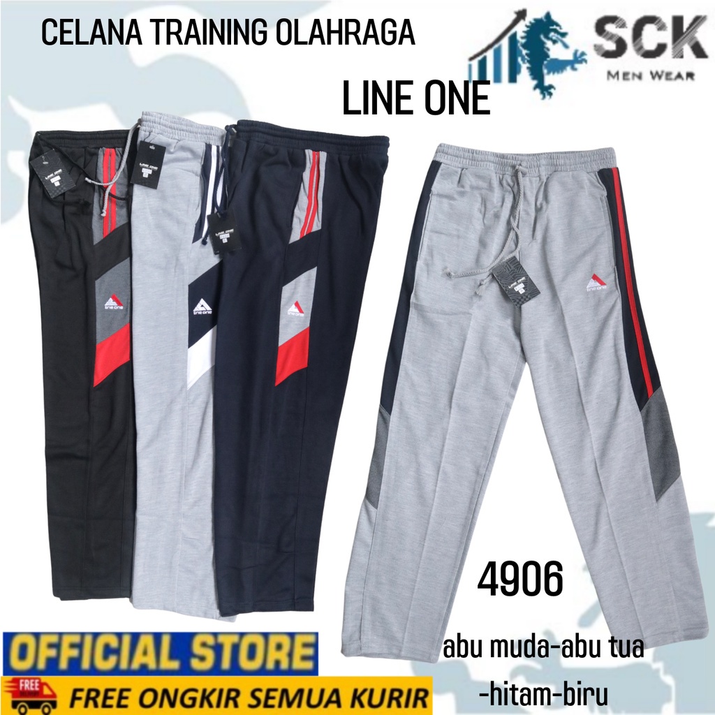 Celana Panjang Training Jogger Line One 4906 4908 4912 Bawah Tanpa Kerut / Celana Olahraga Jogging - sckmenwear GROSIR