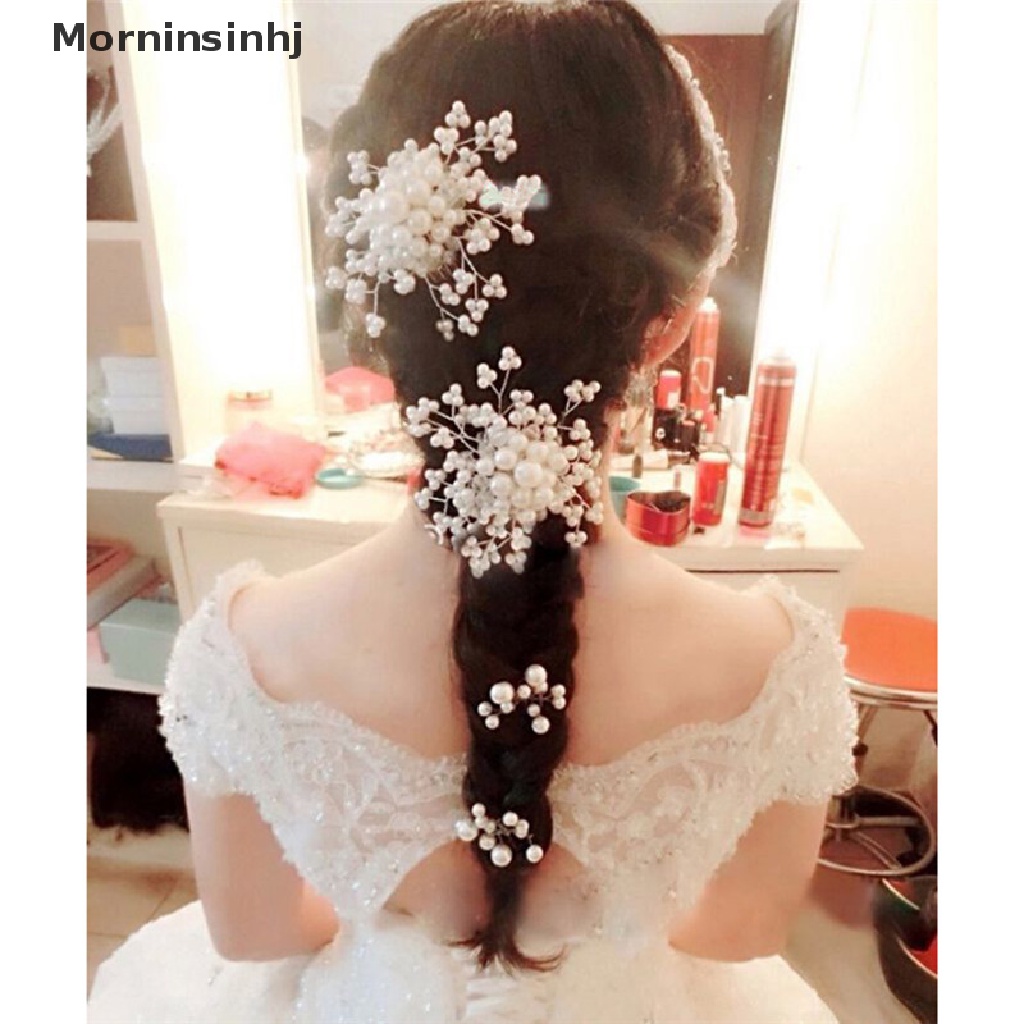 Mornin Bunga Wedding Hair Pin Bridesmaid Kristal Diamante Mutiara Bridal Clips Grips id