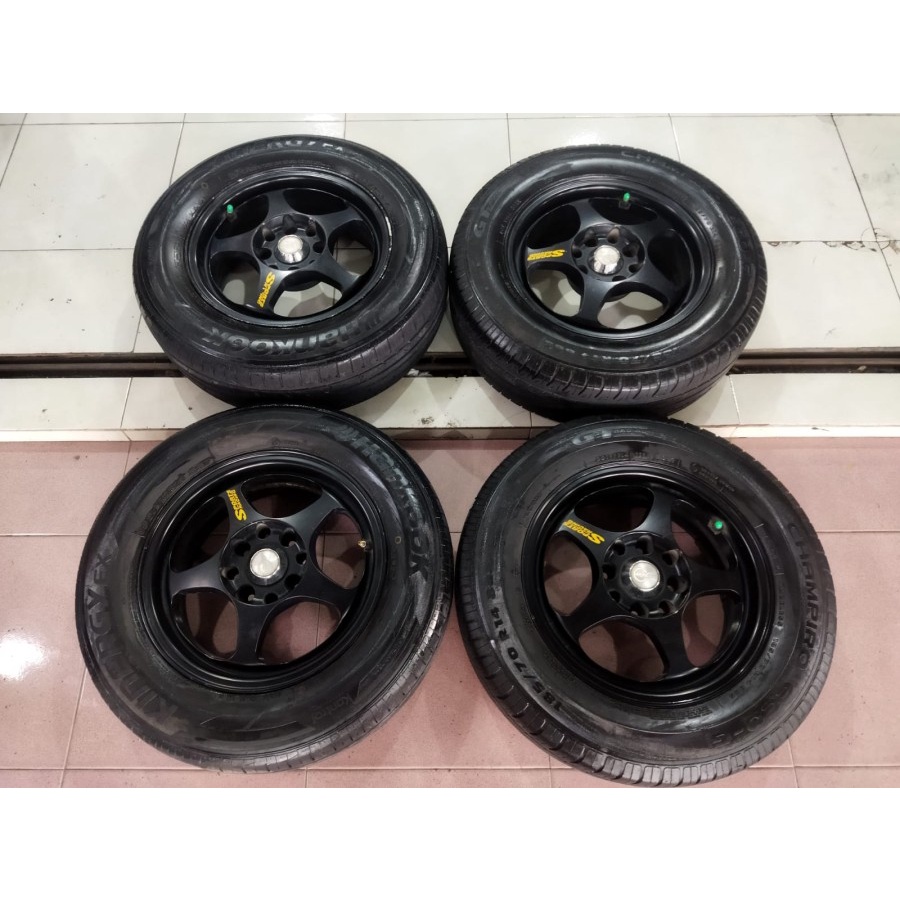 Velg Mobil Bekas Ring 14 Lubang 4 SPOON R14X5,5 H8X100-114,3 BAN 185 70 R14