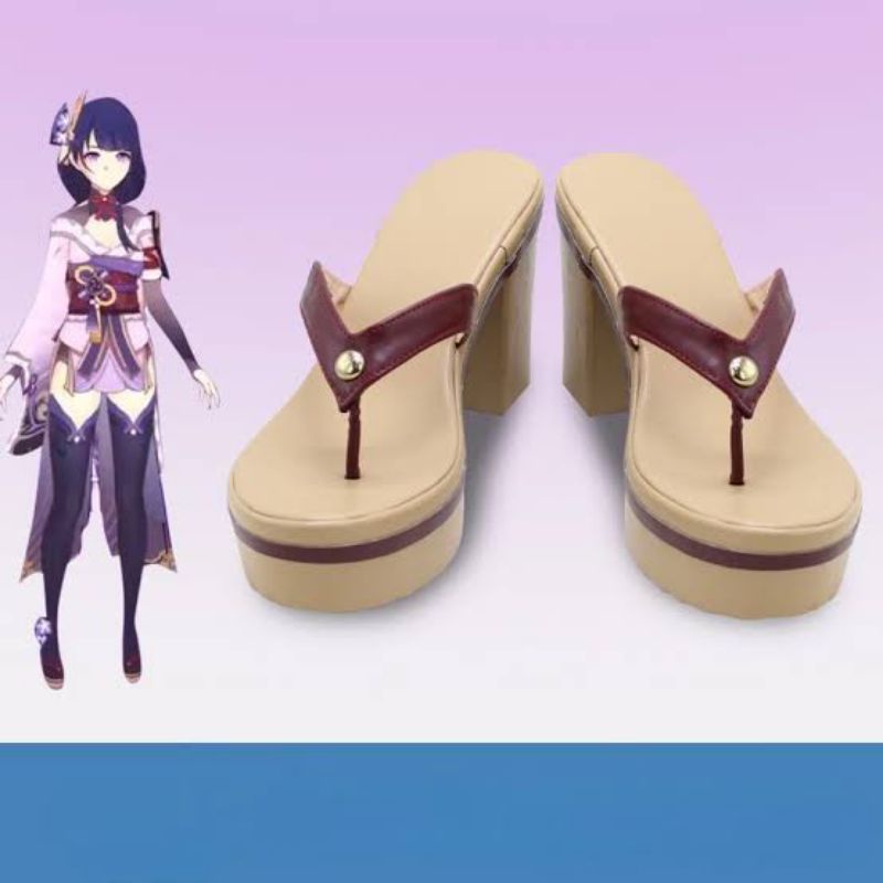 Sandal Cosplay Geta Raiden Shogun / Sandal Raiden Ei Genshin Impact Shoes Sepatu Geta / Baal Inazuma