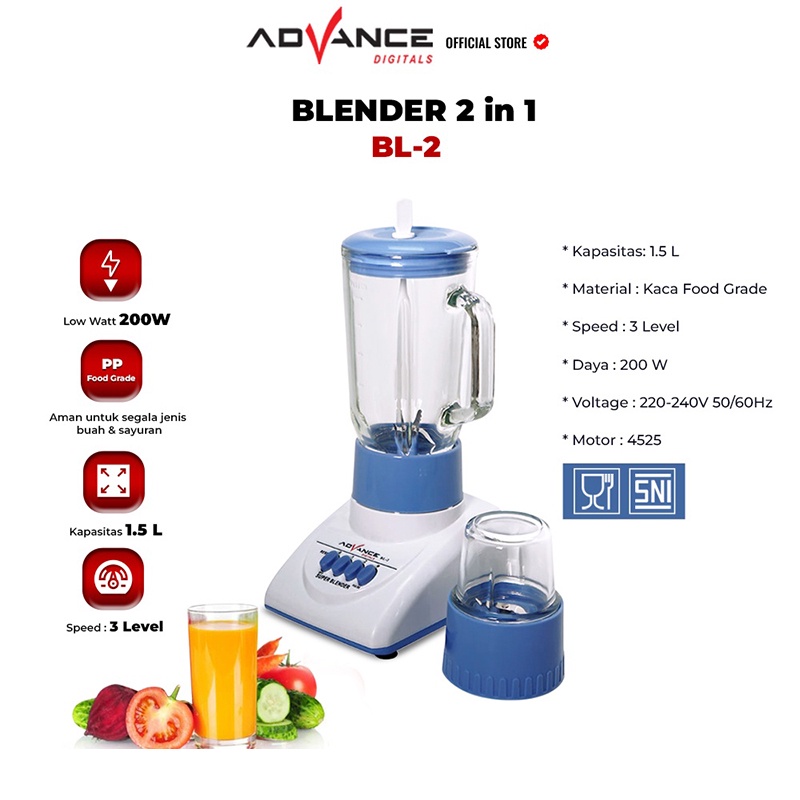 【Garansi 1 Tahun】Advance Blender Kaca Mixer Kecepatan Variabel pembuat jus