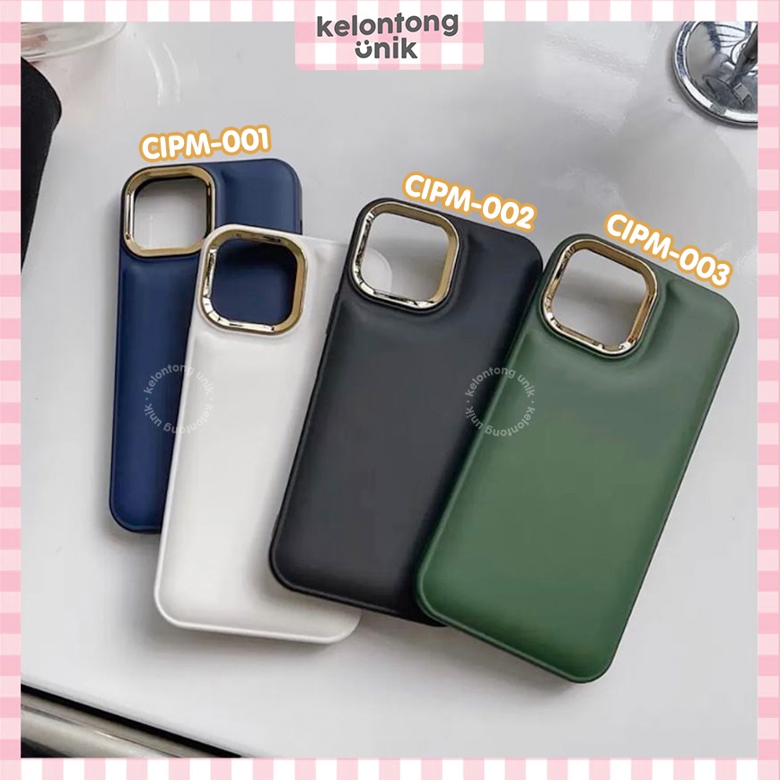 For iPhone - Basic Minimalist Classic Metallic Frame Puffy Case