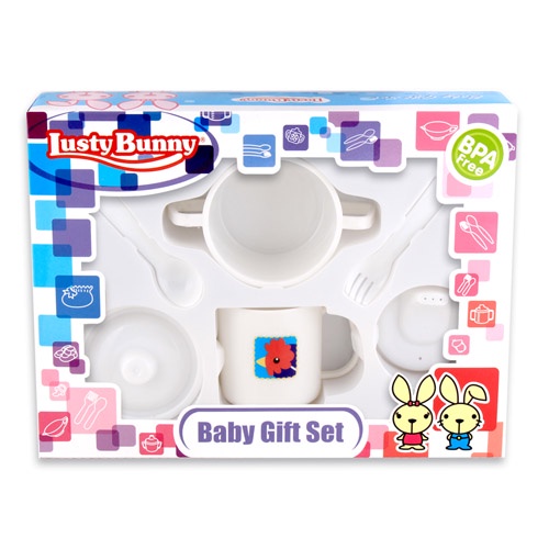 (LB001)Set Kado Set Perlengkapan Makan Bayi Lusty Bunny Feeding Set Gift 6 pcs