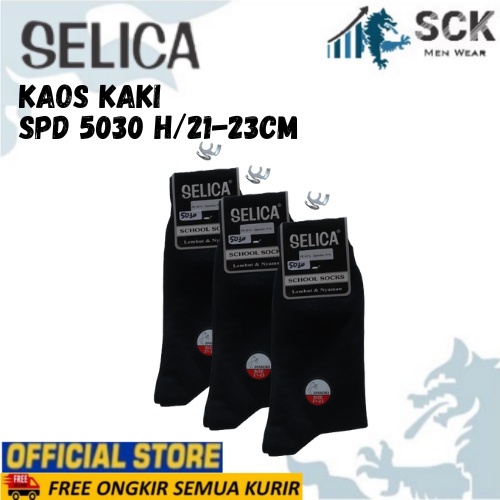 Kaos Kaki Sekolah Panjang SELICA SPD 5030 HITAM 21-23 cm / Kaos Kaki SD 5030 H - sckmenwear GROSIR