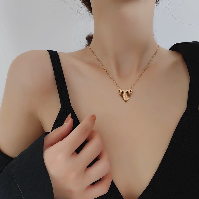 Kalung Desain Clover Gaya Klasik | Kalung Rantai Klavikula Bahan Titanium Stainless Steel 18K Warna Rose Gold