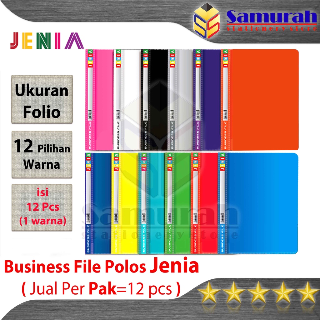 

Map Business File Polos Folio Jenia ( 1 pak ) isi 12 Pcs / Map Bisnis File Acco Plastik F4 12 Pilihan Warna