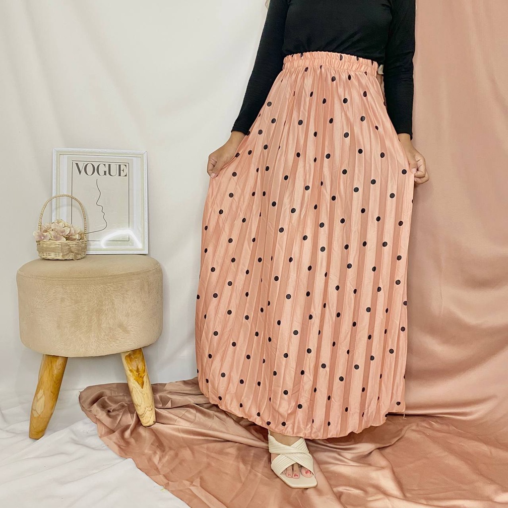 ROK PLISKET HYGET LIPATAN BESAR/ROK PLISKET KLOK MOTIF POLKADOT