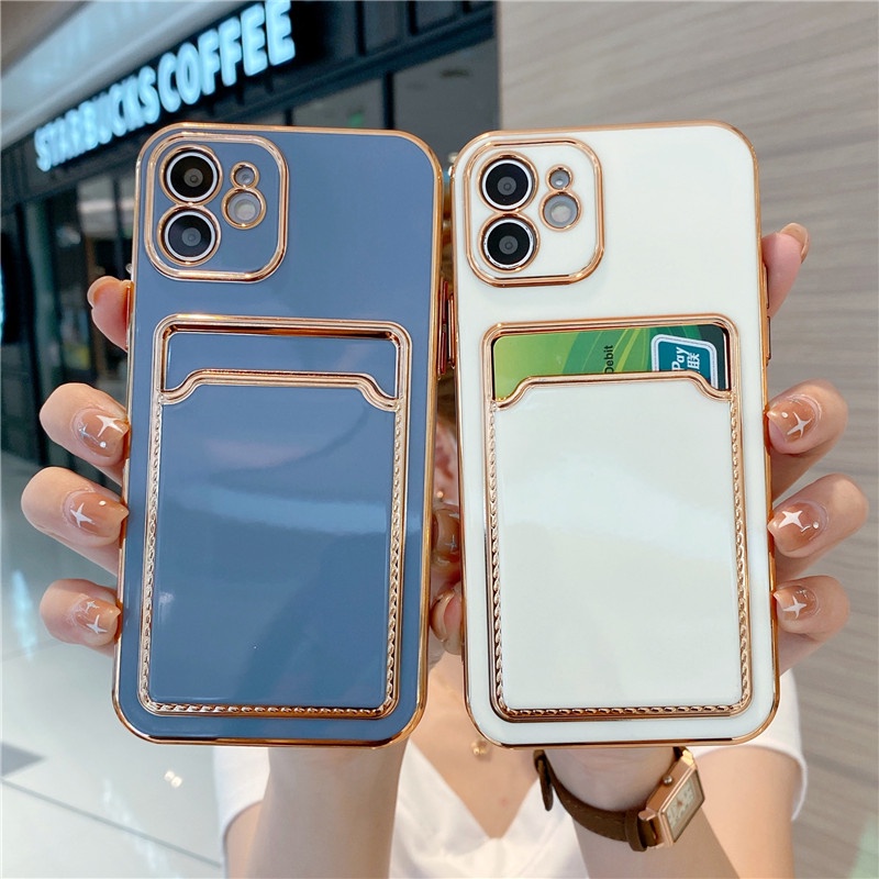 IPHONE Deluxe Phnom Penh Simple Card Pocket Storage Card Pocket Casing Handphone Untuk Iphone14 13 12 11 Pro Max X XS Max XR 7 8 Plus Anti Jatuh Dan Shockproof