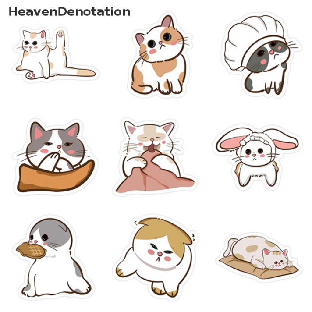 [HeavenDenotation] 60pcs Kawaii Kucing Kartun Lucu Stiker Mainan Untuk Anak-Anak Notebook Telepon Laptop Bagasi Gitar Sepeda DIY Decals Dekorasi HDV