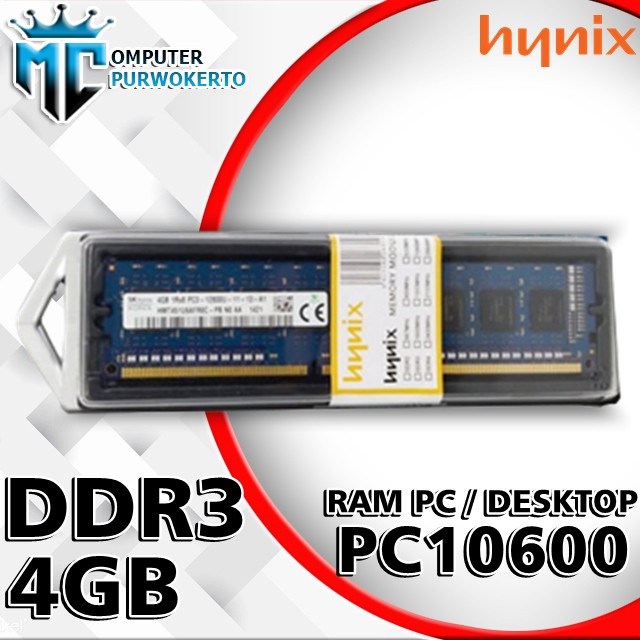 RAM Pc 4GB DDR3 Hynix PC10600 1333Mhz Dan PC 12800 1600Mhz