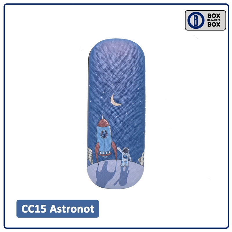 Tempat Kacamata Cepuk Magnet / Box Kacamata Motif Astronot Lucu Hard Case Free Lap Untuk Frame Kacamata Kuat Terbaru CC 15