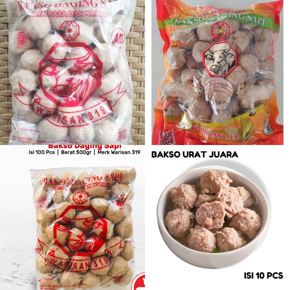 

BAKSO DAGING SAPI WARISAN MERAH (AB) dan URAT 50pcs - BASO URAT / BAKSO URAT / BASO WARISAN BASO SAPI WARISAN FROZEN FOOD BAKSO SAPI