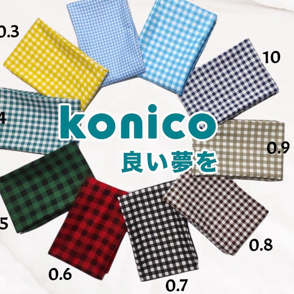 Sekarang Murah konico bahan Mikrotex Motif Kotak 0.5 cm dan 1 cm kain Sprei Meteran hitam putih